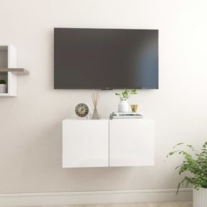 vidaXL Szafka wisząca pod TV, wysoki połysk, biała, 60x30x30 cm 1
