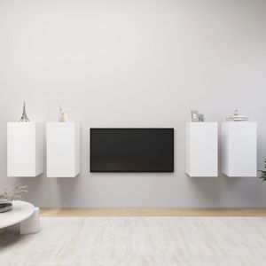 vidaXL Szafki telewizyjne, 4 szt., białe, 30,5x30x60 cm, płyta wiórowa 1