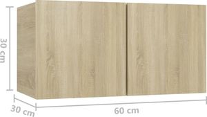 vidaXL Szafki wiszące pod TV, dąb sonoma, 60x30x30 cm 8