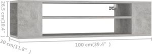vidaXL Wisząca szafka TV, szarość betonu, 100x30x26,5 cm, płyta 7