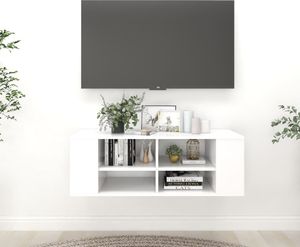 vidaXL Wisząca szafka pod TV, biała, 102x35x35 cm, płyta wiórowa 1