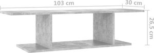 vidaXL Wisząca szafka telewizyjna, szarość betonu, 103x30x26,5 cm 6