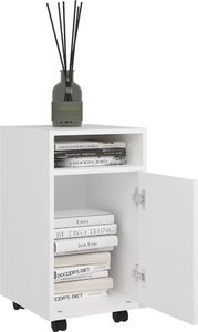 vidaXL Szafka boczna z kółkami, biała, 33x38x60 cm, płyta 3