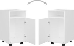 vidaXL Szafka boczna z kółkami, biała, 33x38x60 cm, płyta 7