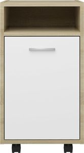 vidaXL Szafka boczna z kółkami, biel i dąb sonoma, 33x38x60 cm, płyta 4