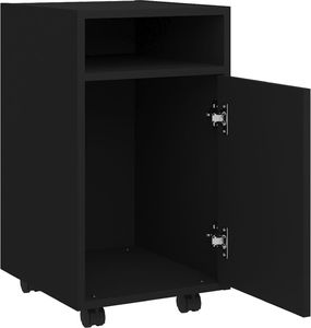 vidaXL Szafka boczna z kółkami, czarna, 33x38x60 cm, płyta 6