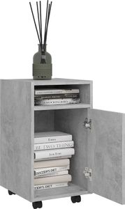 vidaXL Szafka boczna z kółkami, szarość betonu, 33x38x60 cm, płyta 3