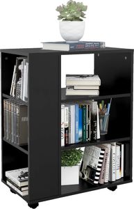 vidaXL Szafka na kółkach, czarna, 60x35x75 cm, płyta wiórowa 5