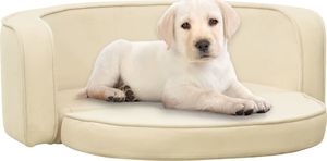 vidaXL Rozkładana sofa dla psa, kremowa, 73x67x26 cm, pluszowa 1