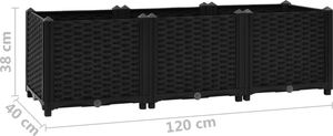 vidaXL Donica do podniesionej rabaty, 120x40x38 cm, polipropylen 8