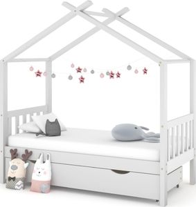 vidaXL Rama łóżka dziecięcego z szufladą, biała, sosnowa, 80x160 cm 1