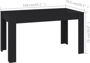vidaXL Stół jadalniany, czarny, 140x74,5x76 cm, płyta wiórowa 5