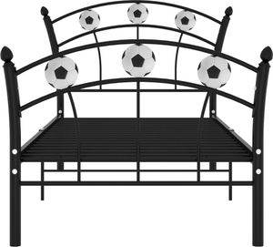 vidaXL Rama łóżka z motywem piłki nożnej, czarna, metalowa, 90x200 cm 3