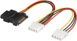 MicroConnect SATA 15-pin - Molex x2, 0.4m, Wielokolorowy (PI18042) 1