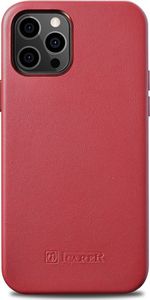 iCarer iCarer Case Leather pokrowiec etui z naturalnej skóry do iPhone 12 Pro Max czerwony (WMI1217-RD) (kompatybilne z MagSafe) 1