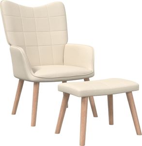 vidaXL vidaXL Fotel z podnóżkiem, 62 x 68,5 x 96 cm, kremowy, obity tkaniną 1