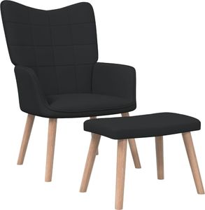 vidaXL vidaXL Fotel z podnóżkiem, 62 x 68,5 x 96 cm, czarny, obity tkaniną 1