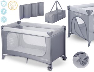 Ricokids Łóżeczko turystyczne + materac + torba 125 x 65 x 78 cm RK-240 jasno szare 2
