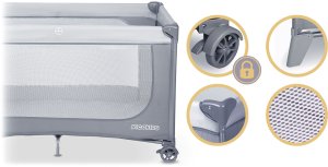 Ricokids Łóżeczko turystyczne + materac + torba 125 x 65 x 78 cm RK-240 jasno szare 4