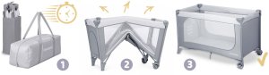 Ricokids Łóżeczko turystyczne + materac + torba 125 x 65 x 78 cm RK-240 jasno szare 8