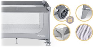 Ricokids Łóżeczko turystyczne + materac + torba 125 x 65 x 78 cm RK-240 szare 4