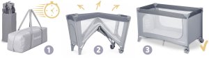 Ricokids Łóżeczko turystyczne + materac + torba 125 x 65 x 78 cm RK-240 szare 8