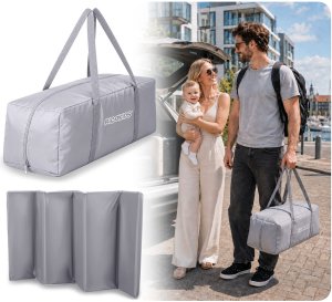 Ricokids Łóżeczko turystyczne + materac + torba 125 x 65 x 78 cm RK-240 szare 9