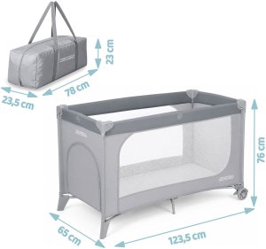 Ricokids Łóżeczko turystyczne + materac + torba 125 x 65 x 78 cm RK-240 szare 10