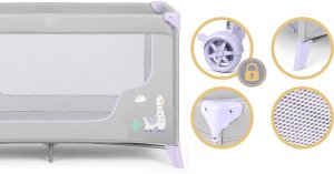 Ricokids Łóżeczko turystyczne + materac + torba 125 x 65 x 78 cm RK-240 szaro-lawendowe 5