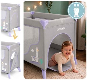 Ricokids Łóżeczko turystyczne + materac + torba 125 x 65 x 78 cm RK-240 szaro-lawendowe 8
