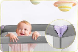 Ricokids Łóżeczko turystyczne 125 x 65 x 78 cm RK-240 szaro-lawendowe 6