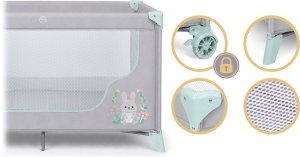 Ricokids Łóżeczko turystyczne + materac + torba 125 x 65 x 78 cm RK-240 szaro-miętowe 4