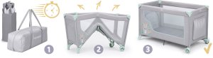 Ricokids Łóżeczko turystyczne + materac + torba 125 x 65 x 78 cm RK-240 szaro-miętowe 7