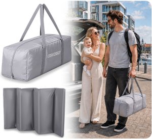 Ricokids Łóżeczko turystyczne + materac + torba 125 x 65 x 78 cm RK-240 szaro-miętowe 8
