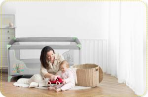 Ricokids Łóżeczko turystyczne 125 x 65 x 78 cm szaro-miętowe (RK-240) 6