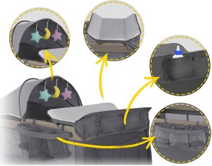 Ricokids Łóżeczko turystyczne + materac + torba 125 x 65 x 78 cm RK-242 antracyt 11