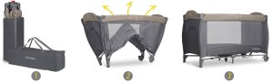 Ricokids Łóżeczko turystyczne + materac + torba 125 x 65 x 78 cm RK-242 antracyt 12