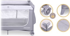 Ricokids Łóżeczko turystyczne + materac + torba 125x65x78cm RK-241 szare 4