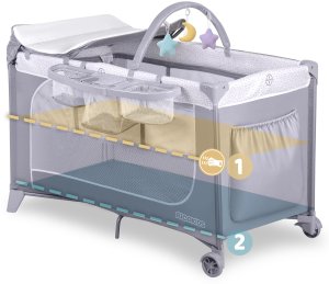Ricokids Łóżeczko turystyczne + materac + torba 125x65x78cm RK-241 szare 9