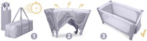 Ricokids Łóżeczko turystyczne + materac + torba 125x65x78cm RK-241 szare 10