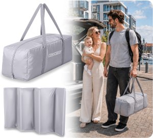 Ricokids Łóżeczko turystyczne + materac + torba 125x65x78cm RK-241 szare 11