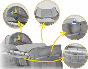 Ricokids Łóżeczko turystyczne 125x65x78cm RK-242 szare 14