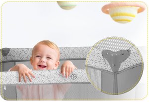 Ricokids Łóżeczko turystyczne + materac + torba 125x65x78cm RK-242 szare 6