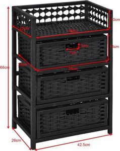 Costway Regał łazienkowi z koszami i 4 półkami 3