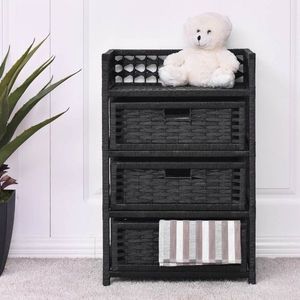 Costway Regał łazienkowi z koszami i 4 półkami 6