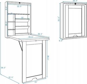 Biurko Costway HW66418BK Czarne 95 cm x 57 cm 6