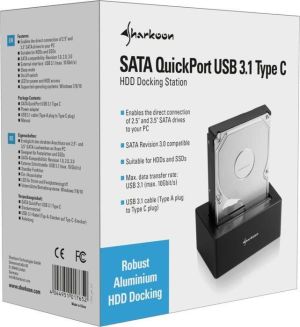 Stacja dokująca Sharkoon 2.5"/3.5" SATA - USB-C 3.2 Gen 1 QuickPort 4