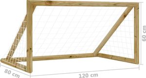 vidaXL Bramka piłkarska z siatką, 120x80x60 cm, impregnowana sosna 6
