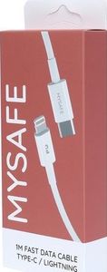 Kabel USB Mysafe USB-C - Lightning 1 m Biały (5904208500810) 2
