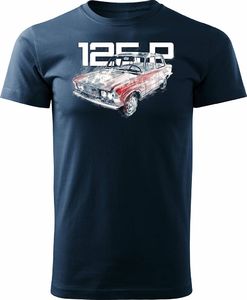 Topslang Koszulka z samochodem duży Fiat 125p FSO PRL męska granatowa REGULAR XXL 1